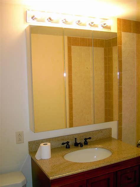 A medicine cabinet mirror typically has the same dimensions as the cabinet, though it can be a little smaller. Bathroom. Large Recessed Medicine Cabinet With Mirror And ...