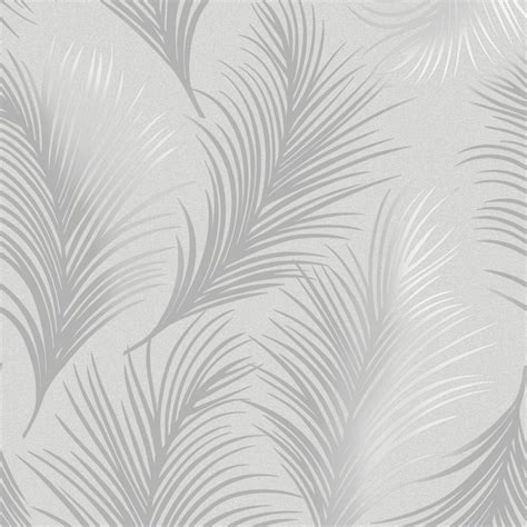 Holden Metallic Feather Pattern Wallpaper Leaf Motif