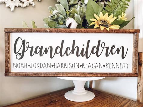 Grandchildren Names Sign Grandparents Sign Mothers Day T Etsy