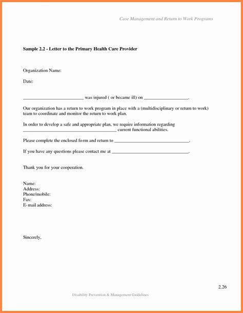 Return To Work Letter For Your Needs Letter Template Collection