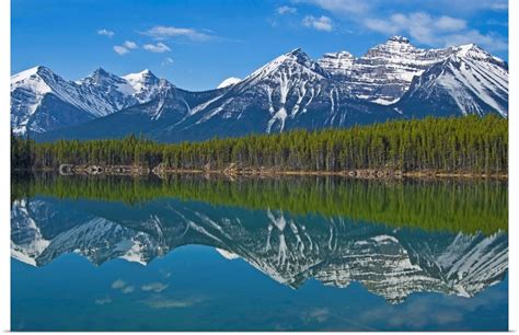 Reflection Of Mountains In Herbert Lake Banff National Park Alberta
