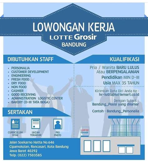 Bursa lowongan kerja terbaru februari depnaker 2021 updated : Lowongan Kerja Staff Lotte Grosir Bandung - 𝙈𝙊𝙃𝘼𝙈𝙈𝘼𝘿 𝙅𝘼𝙀𝙉𝙐𝘿𝙄𝙉 di Bandung Kabupaten, 18 Aug 2018 ...