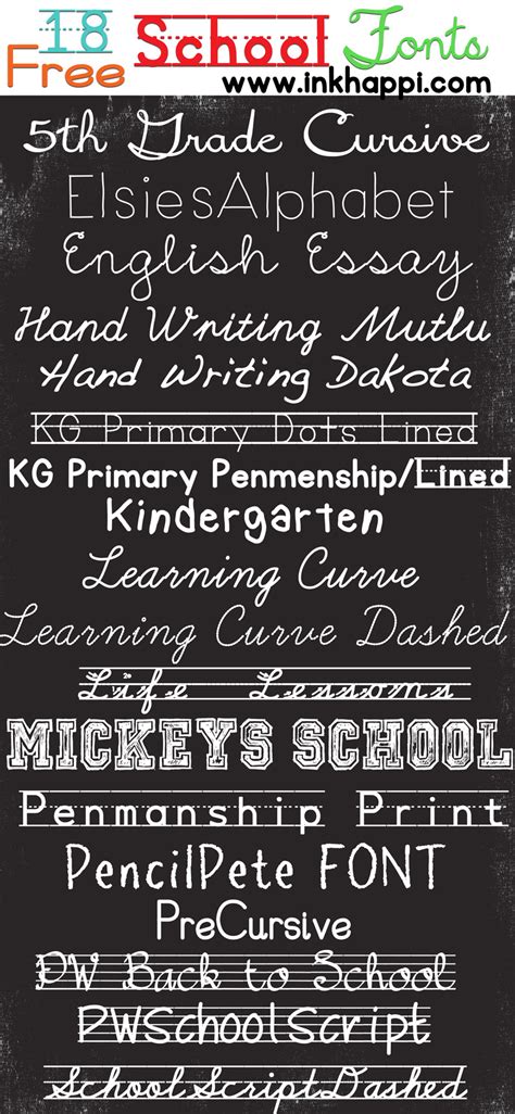 School Fonts Free Download Links And A Printable Inkhappi