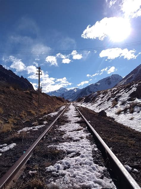 Rail Road Tracks Railroad Mate Forest Dark Snow Winter