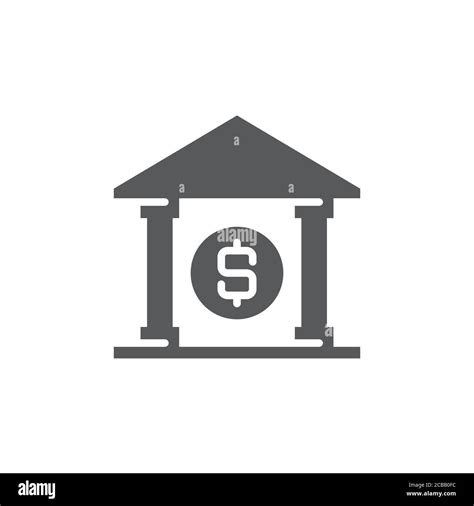 Bank Building Vector Icon Symbol Isolated On White Background Stock