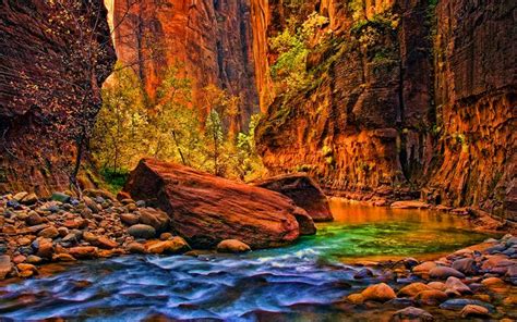 Download Wallpapers Zion National Park Hdr Virgin River Canyon