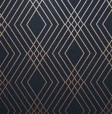 Fine Decor Shard Trellis Navy Blue Gold Geometric Metallic Wallpaper