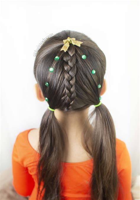 Cute Easy Christmas Tree Hairstyle For Little Girls Follow