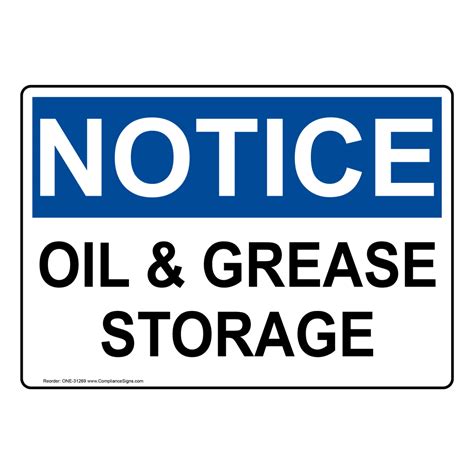 Osha Oil And Grease Storage Sign One 31269