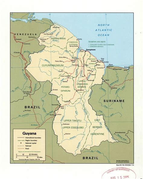 Large Detailed Political And Administrative Map Of Guyana With Marks Of