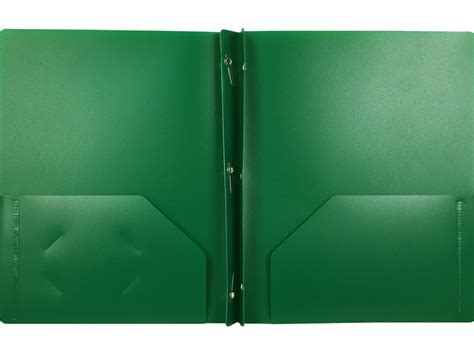2 Pocket Plastic Folder With Fasteners Dark Green Pocket