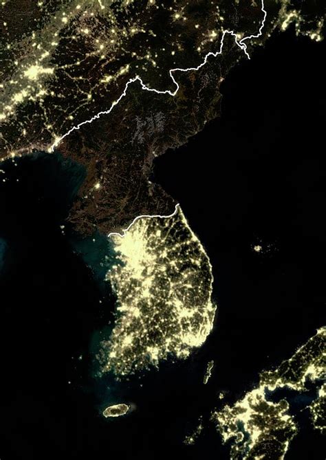 Korean Peninsula At Night Photograph By Planetobserver Pixels