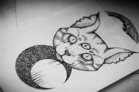 Depending on the culture, cat tattoos were used for luck, spirituality, endearment and many more. Three-eyed cat keeping a black moon in mouth tattoo design ...