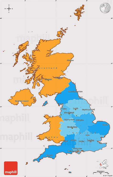Map of the united kingdom (uk) and its three constituent countries, england, scotland, and wales, and the province of northern ireland on the island of ireland, neighboring countries with international. Political Simple Map of United Kingdom, cropped outside