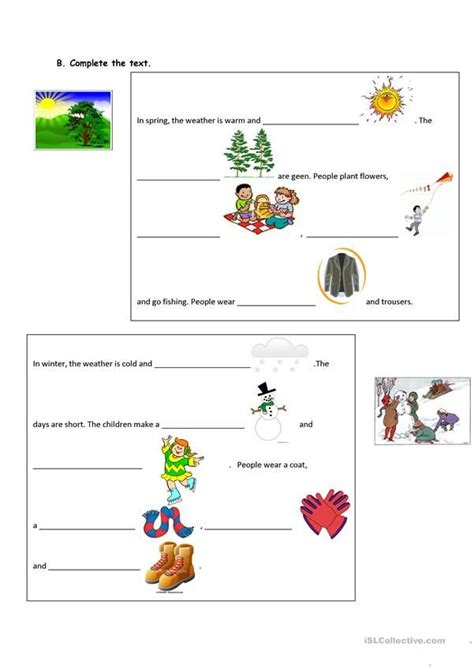 Seasons English Esl Worksheets Present Simple Tense Grammar