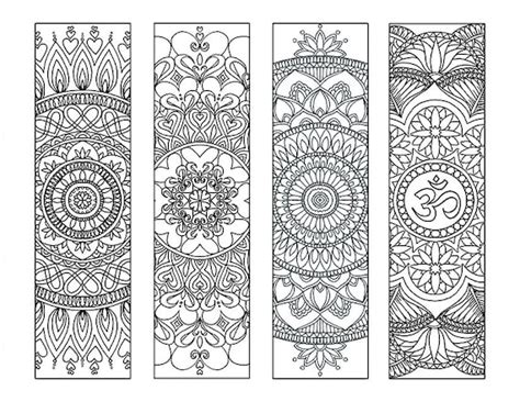 4 Mandala Colouring Bookmarks Set 2 Instant Download Etsy