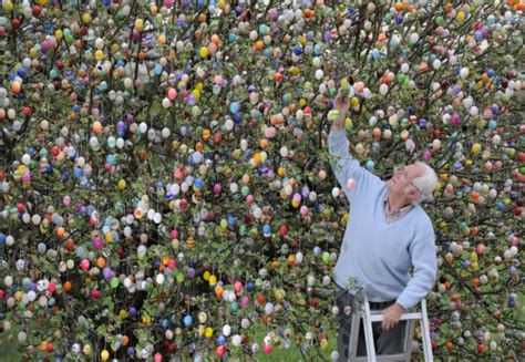 Dont Tell The Easter Bunny German Couple Decorate Garden Tree With