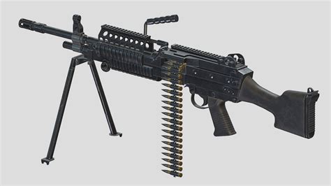 Mk 48 Machine Gun Low Poly Pbr Realistic Buy Royalty Free 3d Model By