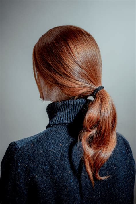 Easymessy And Effortless Low Ponytail On Glossy Red Hair Red Hair