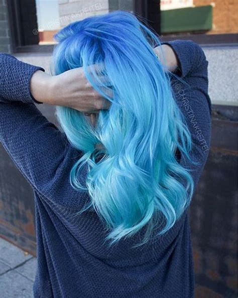 dark blue to light blue ombre hair