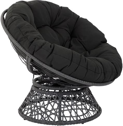 Osp Designs Papasan Chair With 360 Degree Swivel Black Cushion Frame