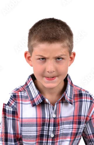 Young Boy Making A Mean Face Isolated On White Background Buy This