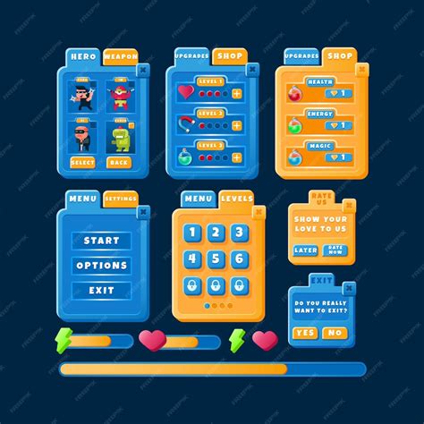 Premium Vector Funny Modern Casual Game Ui Kit Design With Progress