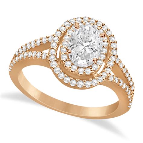 Double Halo Diamond Engagement Ring 14k Rose Gold 134ctw Az55