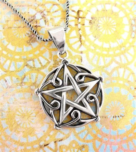 Pentagram Of Brisingamen Pendant Wiccan Sterling Silver Free Shipping