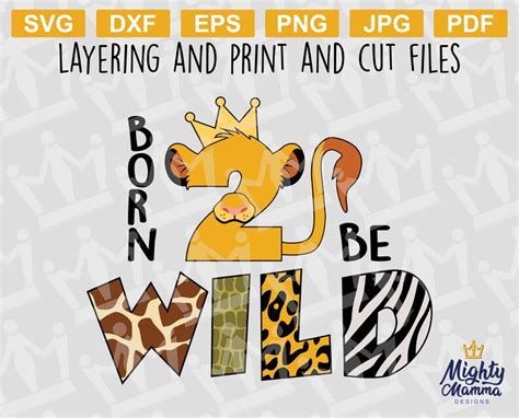 Born 2 Be Wild LION SVG For Second Birthday Safari jungle | Etsy