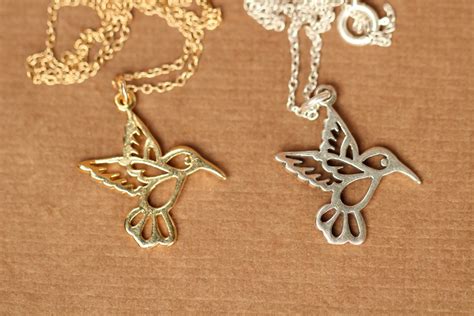 Humming Bird Necklace Gold Hummingbird Necklace Silver Etsy