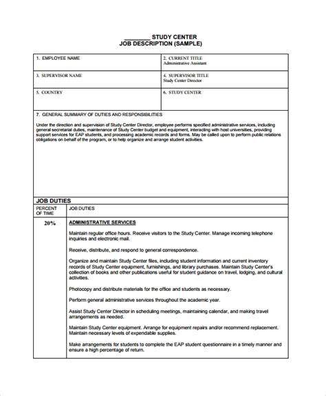 Sample Job Description Template 22 Free Documents Download In Word Pdf