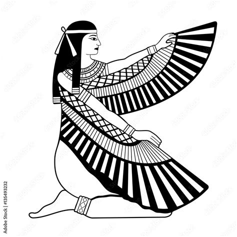 Vector Illustration Of Egyptian National Drawing Goddess Isis Stock