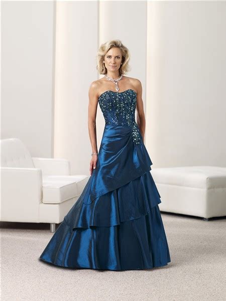 Ball Gown Strapless Navy Blue Taffeta Beaded Mother Of The Bride