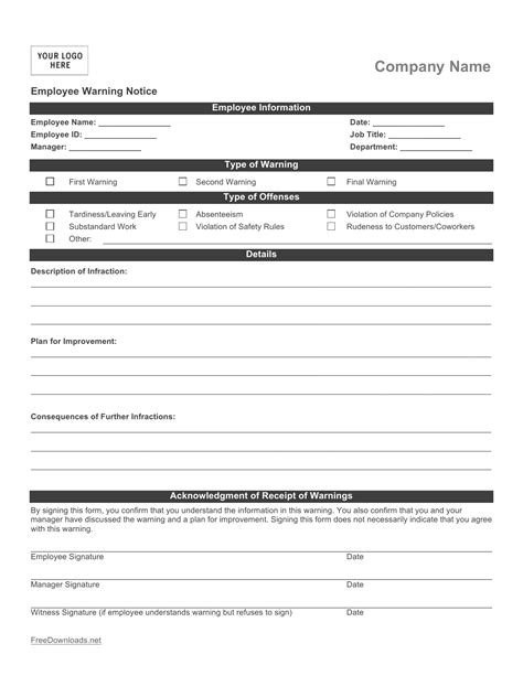 Editable Employee Write Up Form Hot Sex Picture