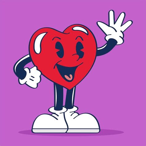 Premium Vector Happy Heart Cartoon Character Say Hello Hand Drawing