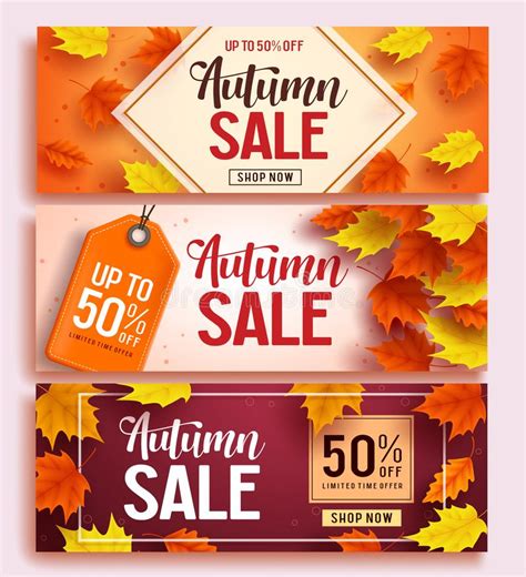 Autumn Leaves Vector Set For Fall Seasonal Elements With Maple And Oak