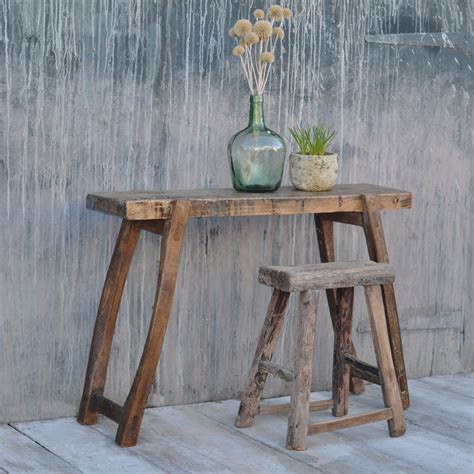 We source many of our antique and vintage console tables on buying trips to england and france. Home Barn Vintage antique rustic console table workbench ...