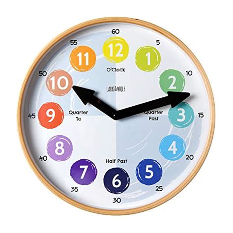 Telling Time Teaching Clock For Kids Learn To Tell The Time 12″ Wooden