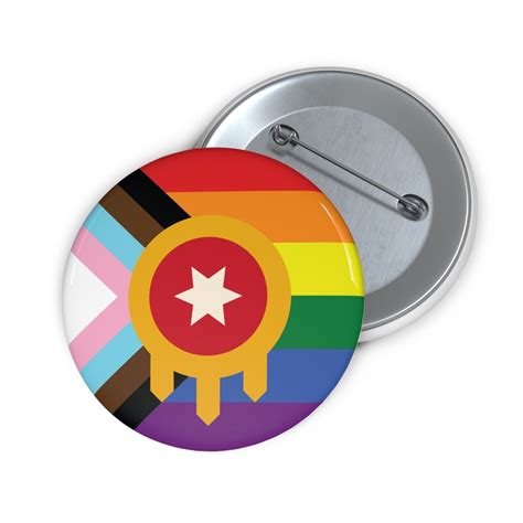 Tulsa Lgbtq Progress Pride Flag Metal Button Durable Etsy