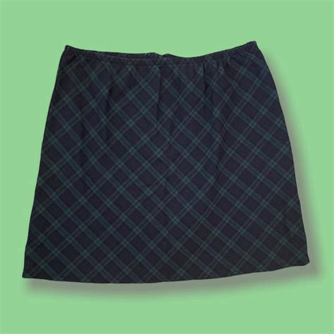 •vintage Plaid Mini Skirt• Features Elastic Band And Depop