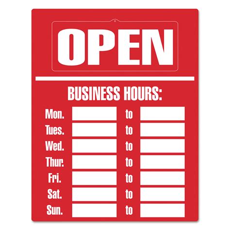 Business Hours Sign Kit 15 X 19 Red Golden Isles Office Equipment
