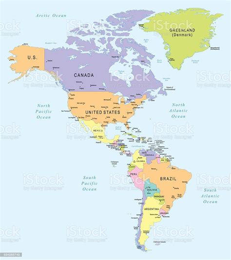 Mapa Ameryka Północna I Południowailustracja Stockowa ilustracja