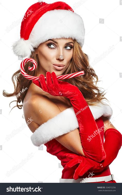 Beautiful Sexy Girl Christmas Gifts Stock Photo