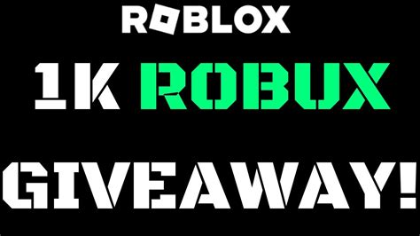1k Robux Giveaway Roblox Youtube