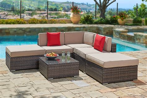 Suncrown Outdoor Furniture Sectional Sofa Set (6-Piece Set) All-Weather ...