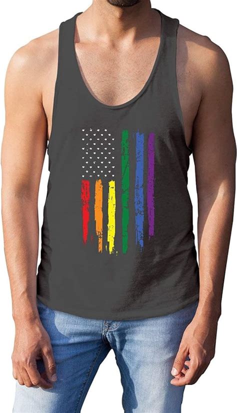 Amazon Com LGBTQ Community US Rainbow Pride Flag Tank Top Black 2X