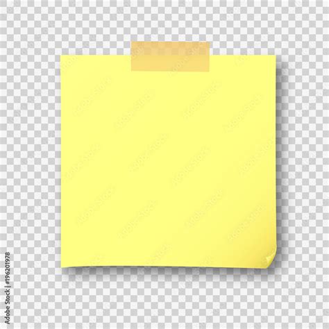 Empty Yellow Post Note Paper Sheet Sticker Vector Post Office Memo Or