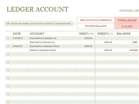 Excel Accounting Ledger Template Free