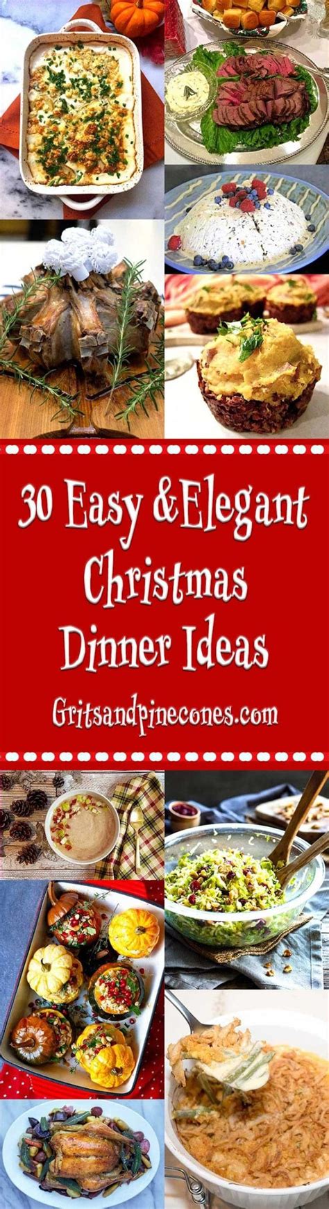 Simple table decorations and ideas for using leftovers for an easy breakfast! 30 Elegant Christmas Dinner Menu Ideas | Grits and Pinecones
